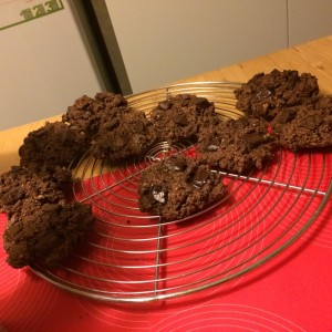 cookies tout chocolat farine de riz et maïs, quinoa soufflé et soja toasté runhavefunetc 2015